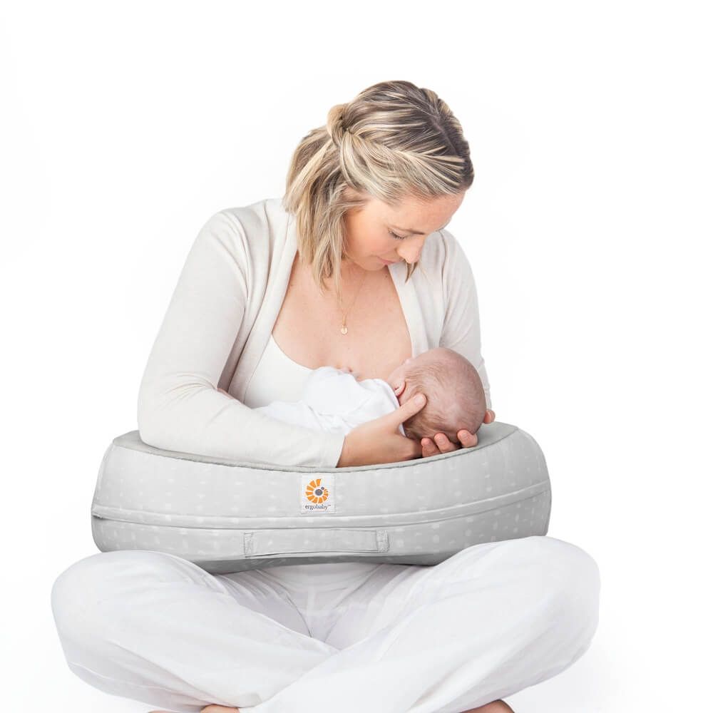 Natural Curve Nursing Pillow with Strap - Moonlight Grey