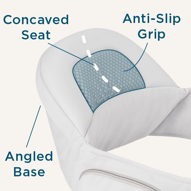 Ergonomically Designed SeatWide, cushioned seat with sloped angle and anti-slip grip to keep baby in place