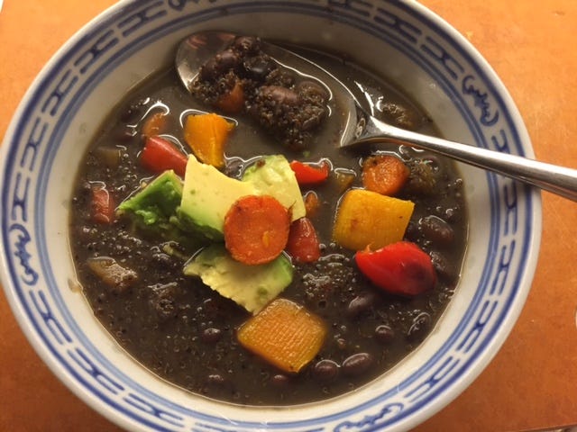 Black Bean, Kaniwa, and Roast Butternut Squash Stew