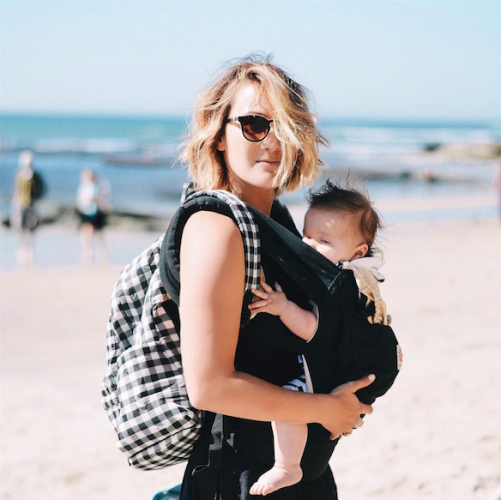 Beach babywearing