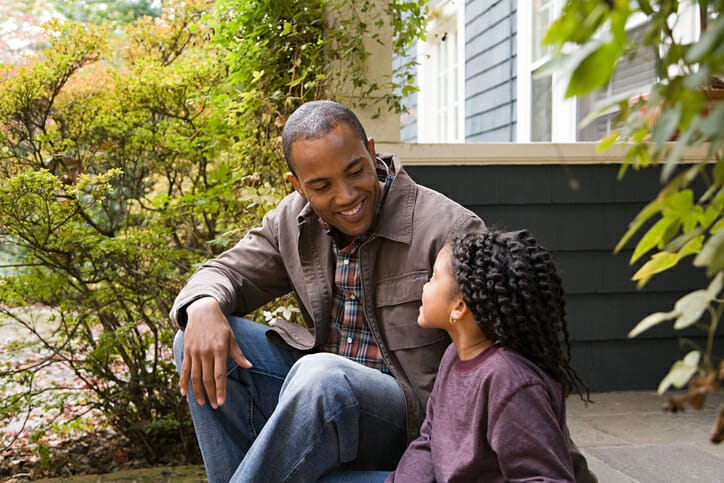 Father and daughter talking