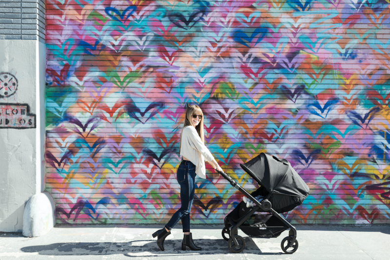 mom pushing baby in stroller